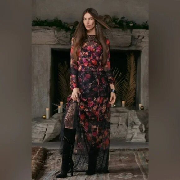 Johnny Was JADE Flora Silk Maxi Dress.  SZ L - Picture 1 of 7